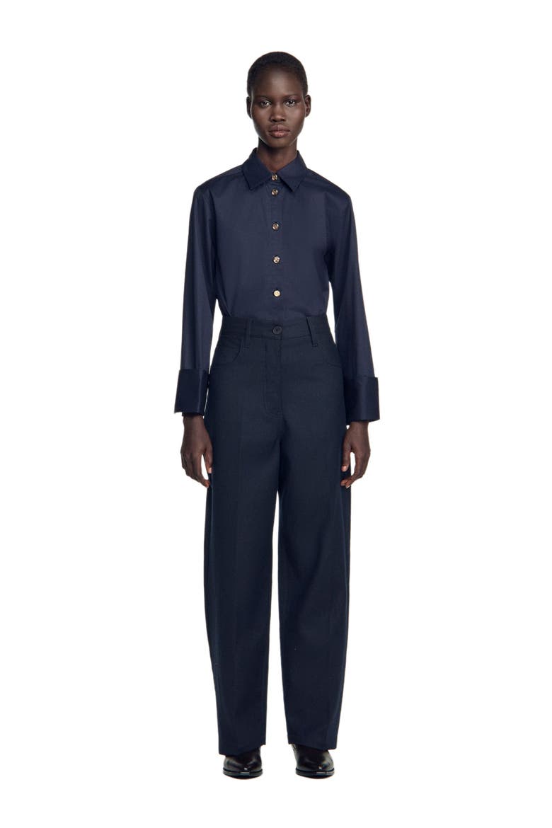 Wool suit trousers, Main, color, Navy blue