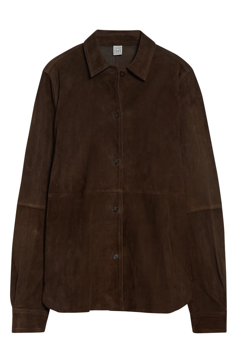 TOTEME Soft Suede Overshirt, Alternate, color, Bark