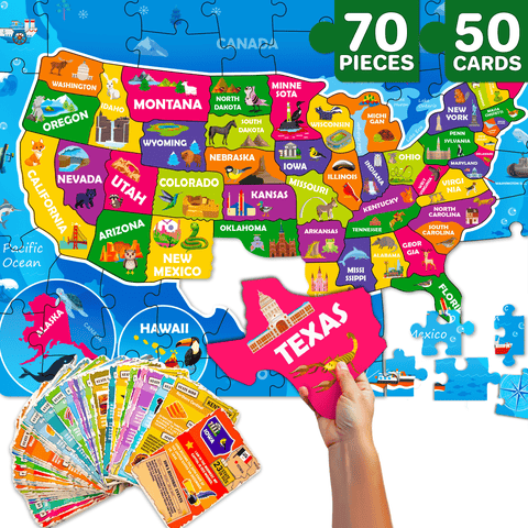 Kids Jigsaw Puzzles - 70 & 150 Piece Search & Find Riddle Puzzles with Flashcards