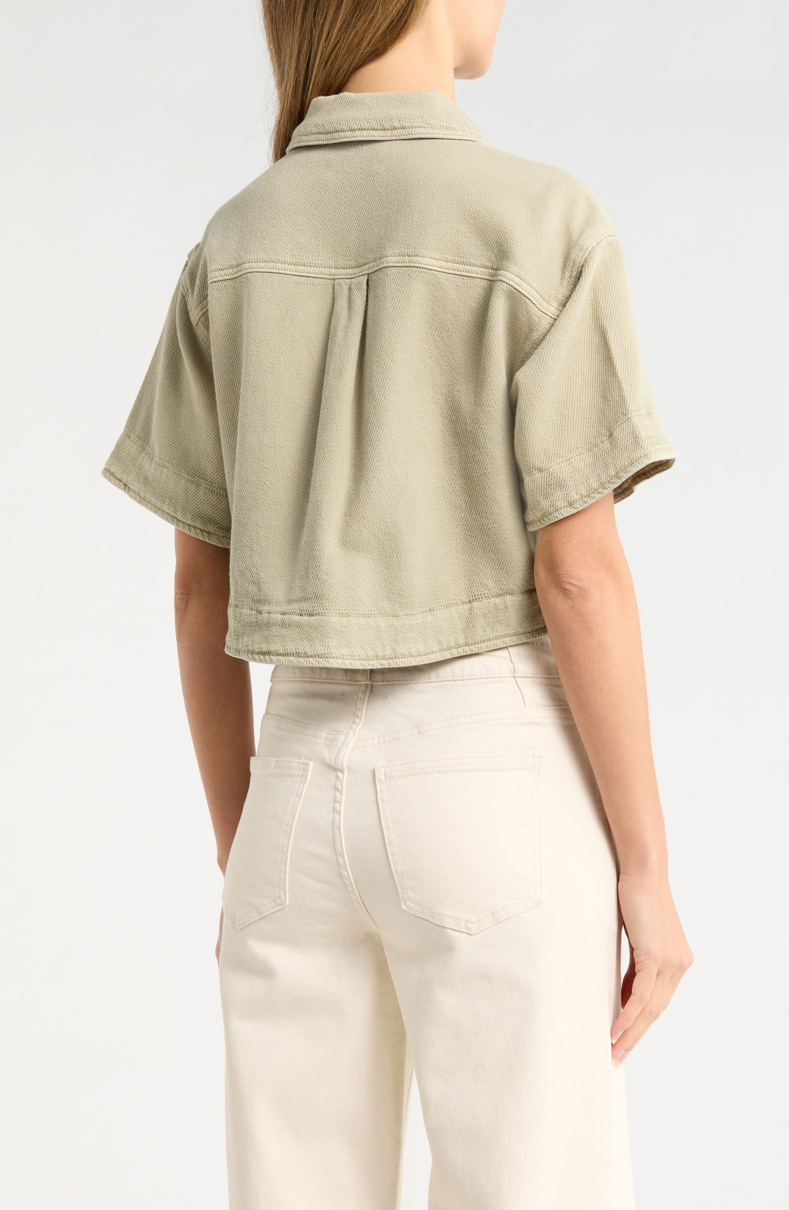 Crop Stretch Cotton Shacket (Women) | Nordstromrack