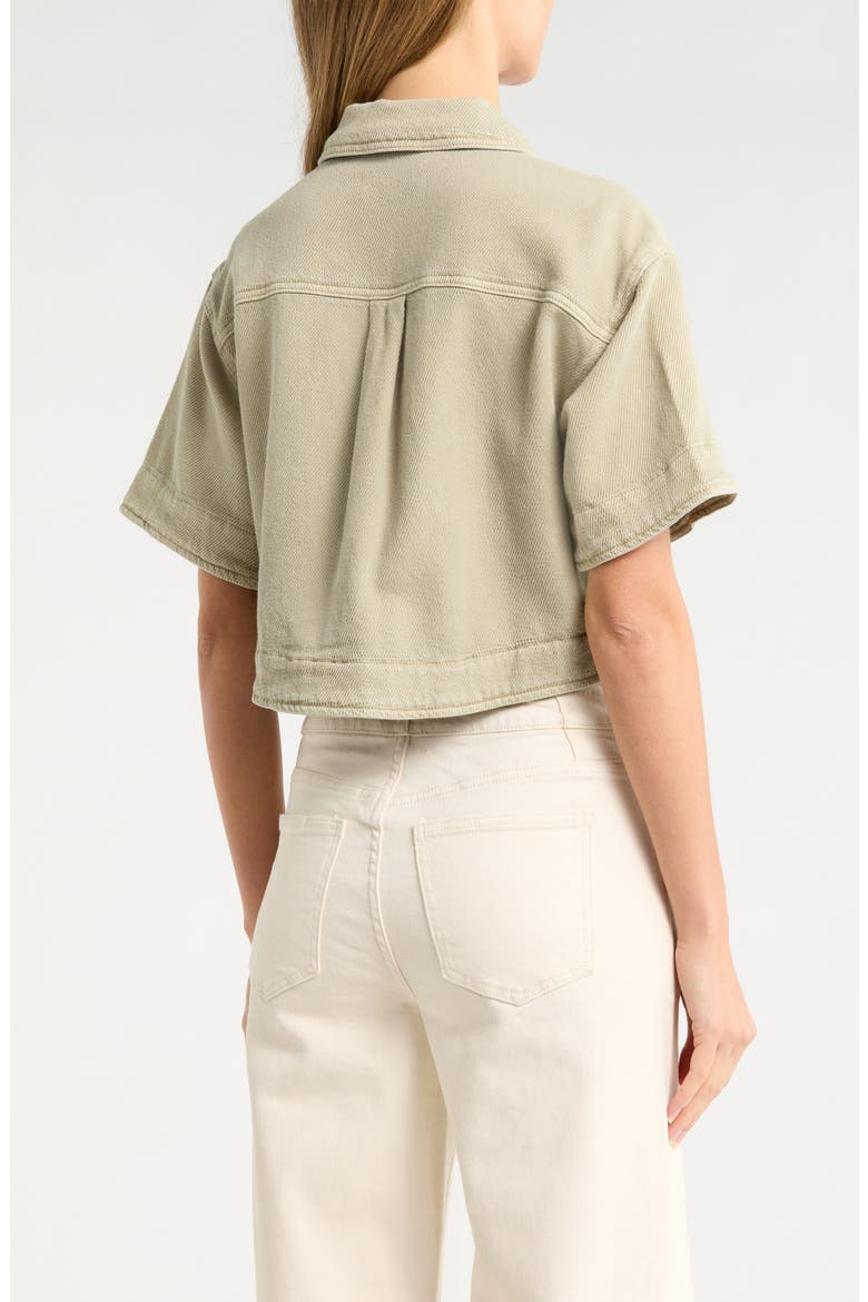 Crop Stretch Cotton Shacket, Alternate, color, TEA