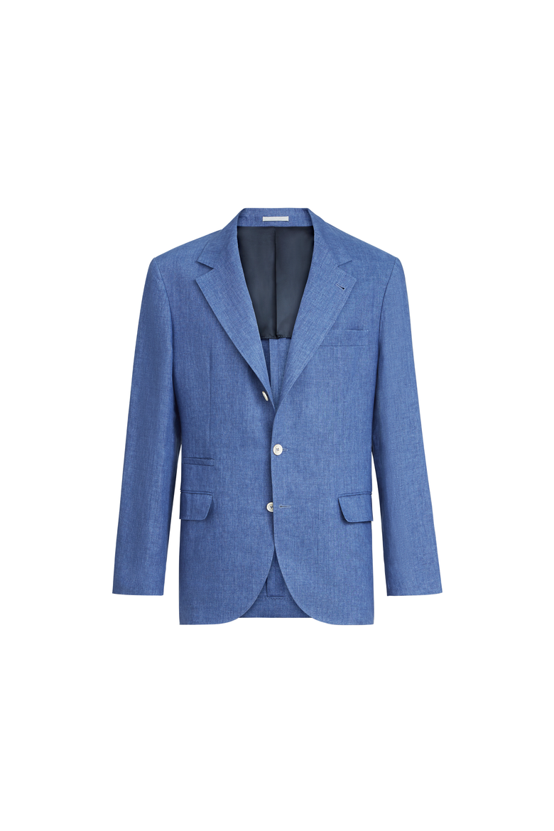 Linen unconstructed blazer, Alternate, color, Denim