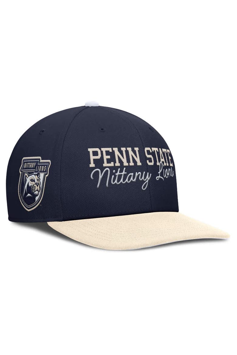 Men's Nike Navy/Cream Penn State Nittany Lions Pro Legacy Script Snapback Hat, Main, color, Navy