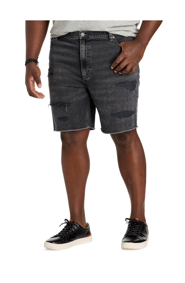 True Nation by DXL Big & Tall Dual Denim Athletic-Fit Rip And Repair Shorts, Main, color, Phantom Fade