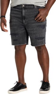 True Nation by DXL Big & Tall Dual Denim Athletic-Fit Rip And Repair Shorts