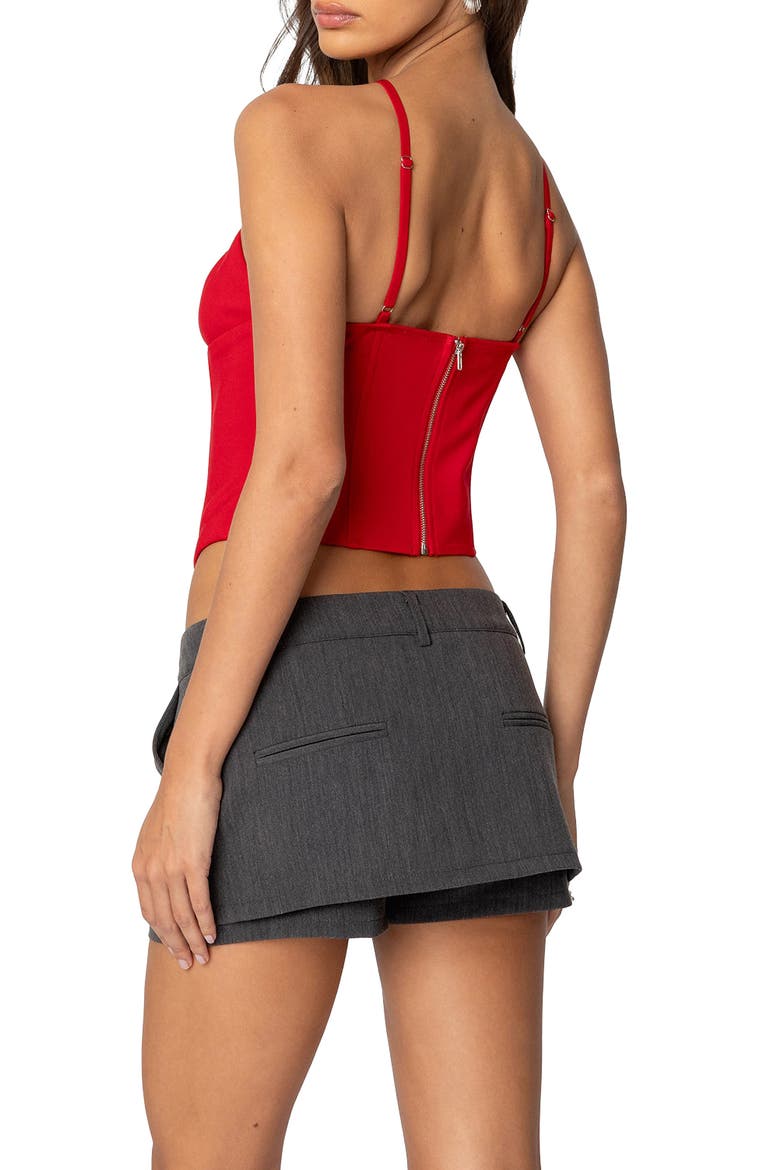 Lou Crossover Strap Corset Camisole, Alternate, color, RED