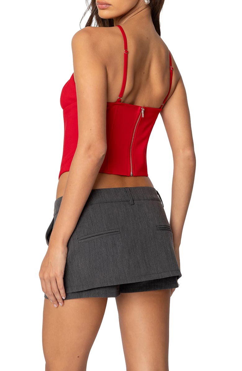 EDIKTED Lou Crossover Strap Corset Camisole, Alternate, color, Red