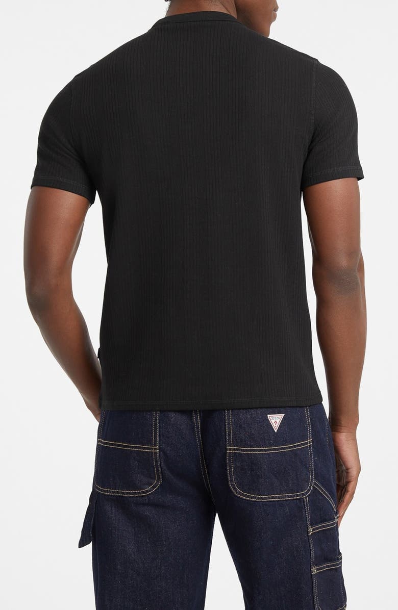 GUESS JEANS Ribbed Stretch Cotton T-Shirt, Alternate, color, Jet Black