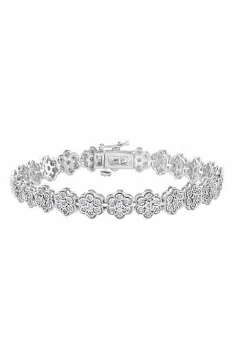 EFFY Silver Flower Diamond Bracelet - 0.14 ctw