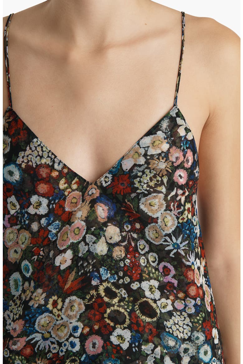 Taja Floral Silk Chiffon Slipdress, Alternate, color, BLACK MULTI