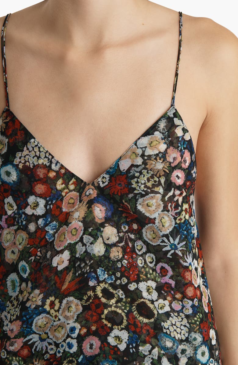 Khaite Taja Floral Silk Chiffon Slipdress, Alternate, color, Black Multi