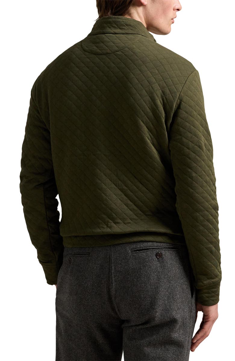 Polo Ralph Lauren Micro Quilted Cotton Quarter Zip Pullover, Alternate, color, Company Olive