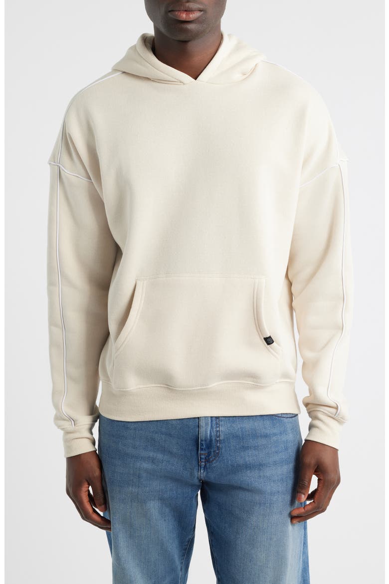 Marcel Oversize Fleece Hoodie, Main, color, TAPIOCA/ WHITE