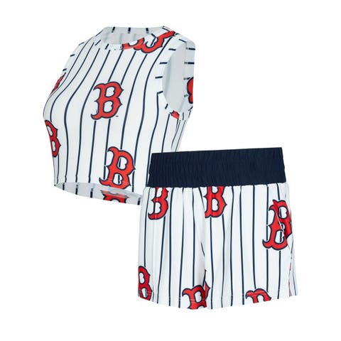 Women's Concepts Sport  White Boston Red Sox Pinstripe Record Tank & Short Set