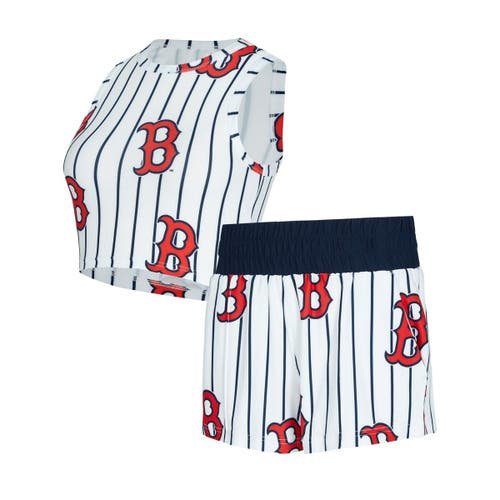 Concepts Sport White Boston Red Sox Pinstripe Record Tank & Short Set