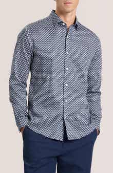 Ted Baker Soren Ginkgo Print Stretch Cotton Dress Shirt
