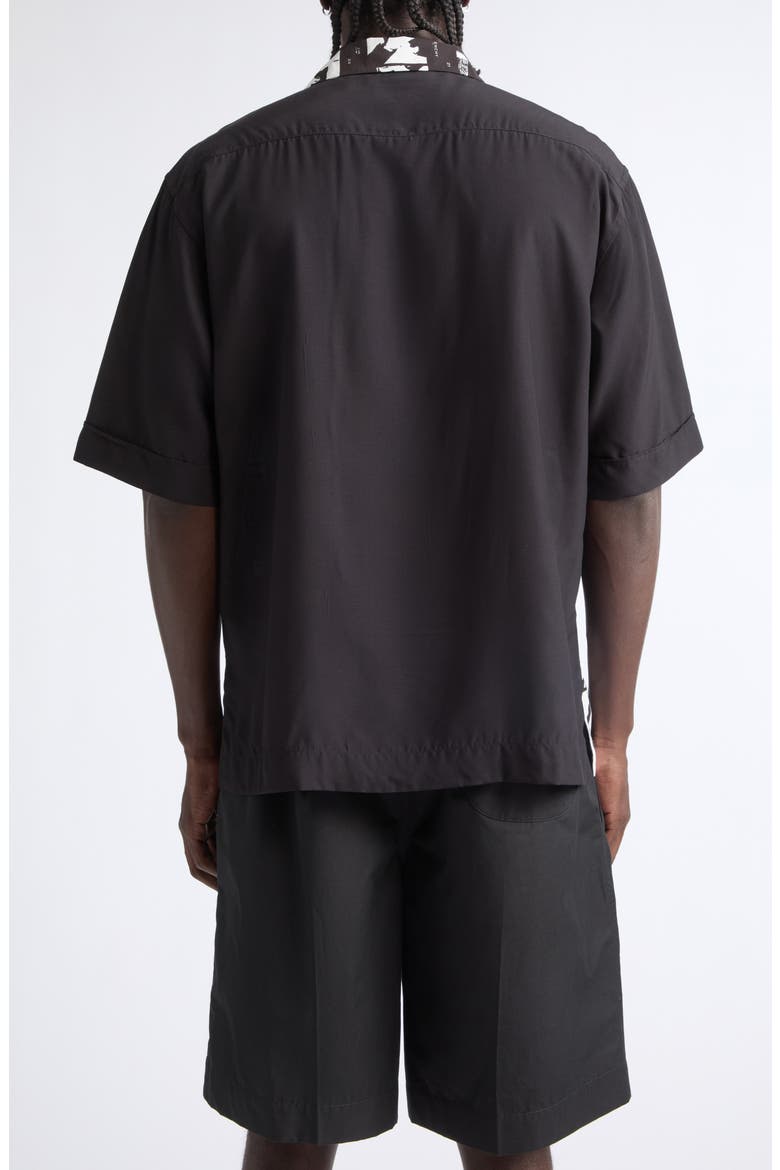 Photographic Negative Print Short Sleeve Button-Up Shirt, Alternate, color, BLACK/ WHITE