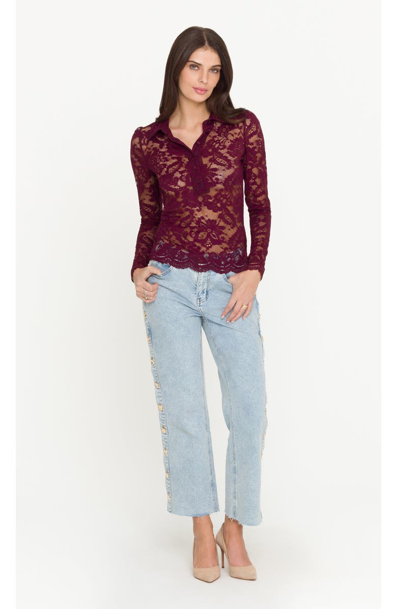 Generation Love Dominique Lace Top, Main, color, Dark Red