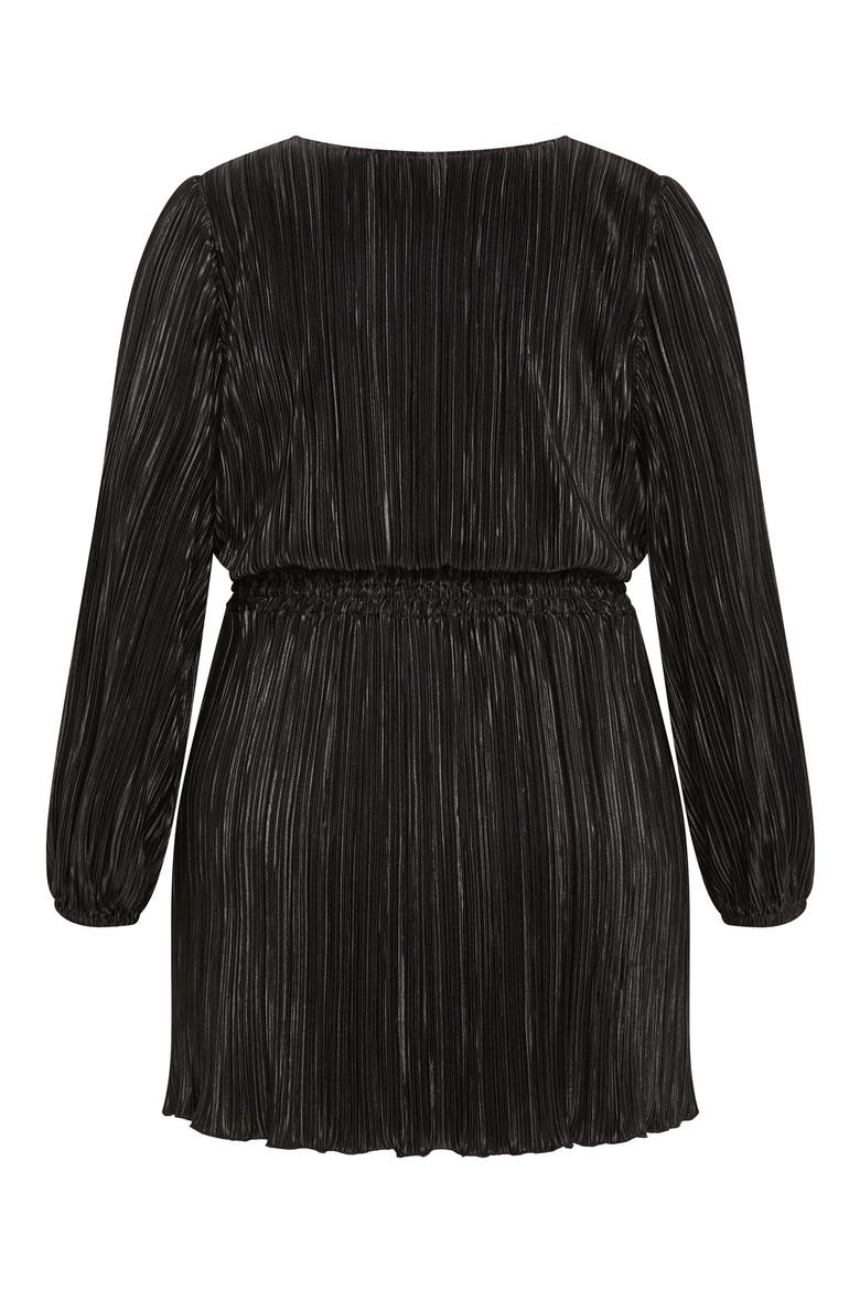 Hailee Plissé Cutout Long Sleeve Minidress, Alternate, color, BLACK