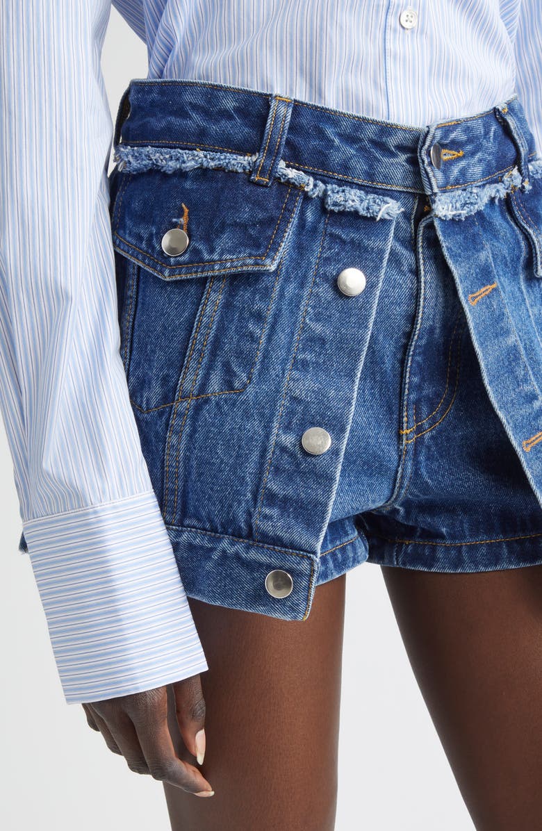 MONSE Denim Jacket Front Shorts, Alternate, color, Indigo
