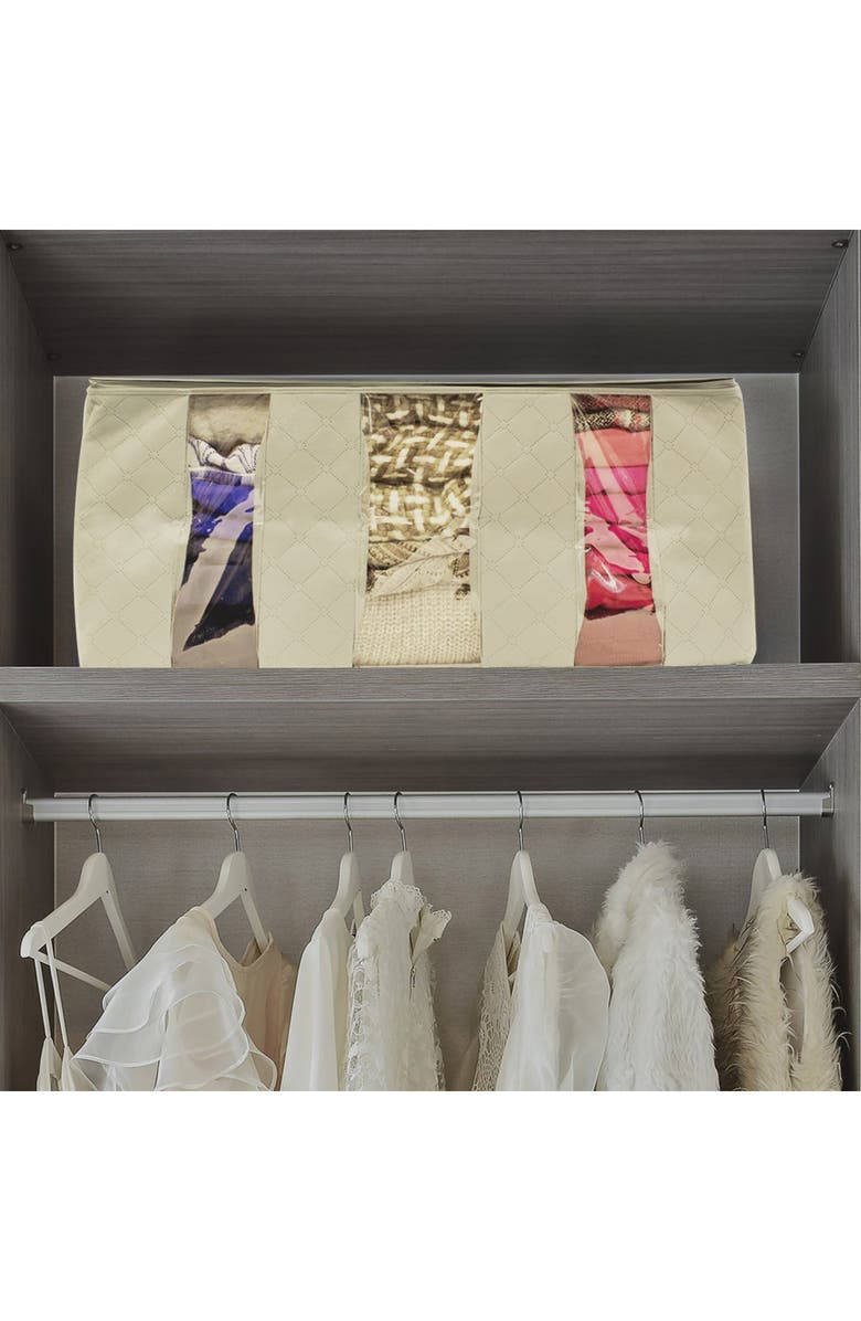 SORBUS Beige Foldable Fabric Storage 3 Section Organizer Bag - Pack of 2, Alternate, color, 