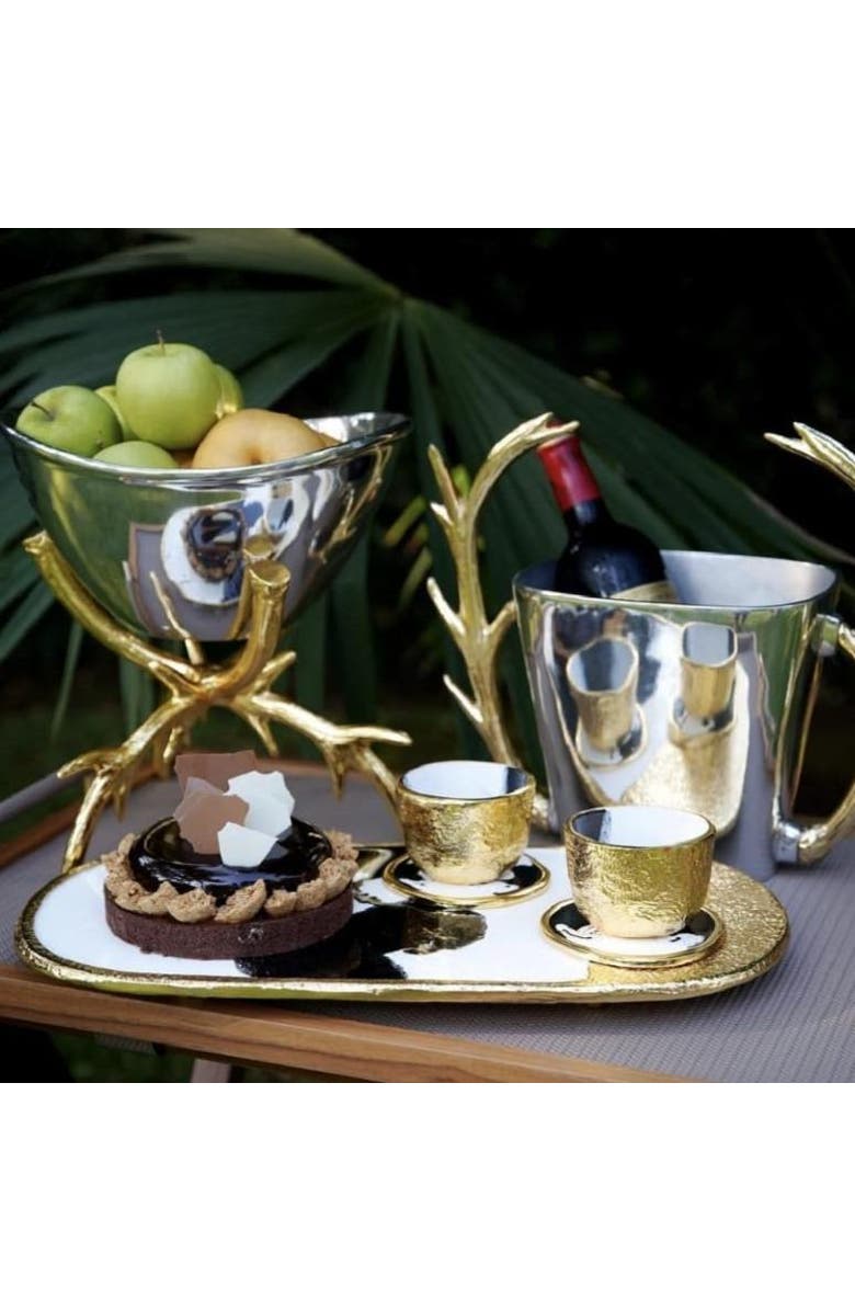 Lunares Staghorn Pedestal Bowl, Alternate, color, Silver