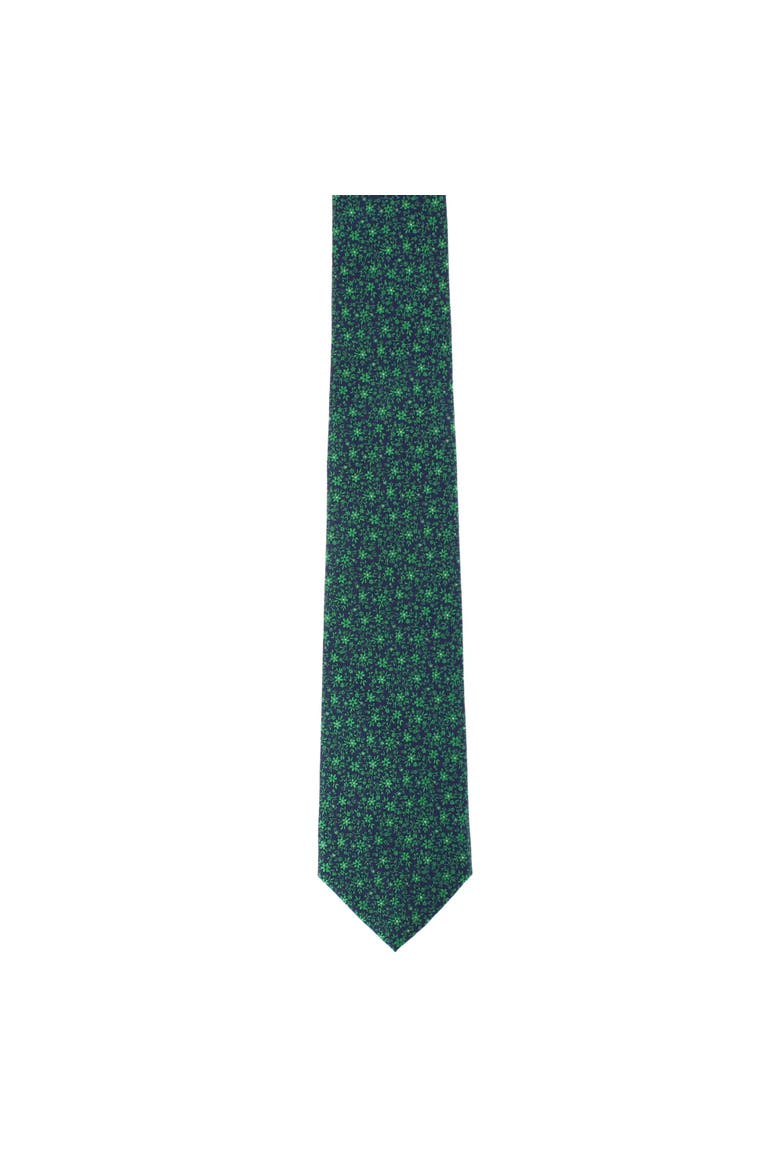 Franco Floral Neat Pattern Business Silk Necktie, Alternate, color, Green Floral