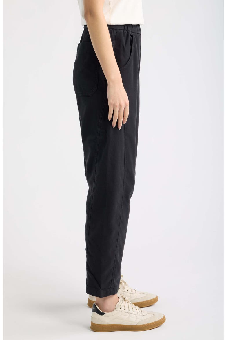 Pull-On Barrel Leg Twill Pants, Alternate, color, BLACK