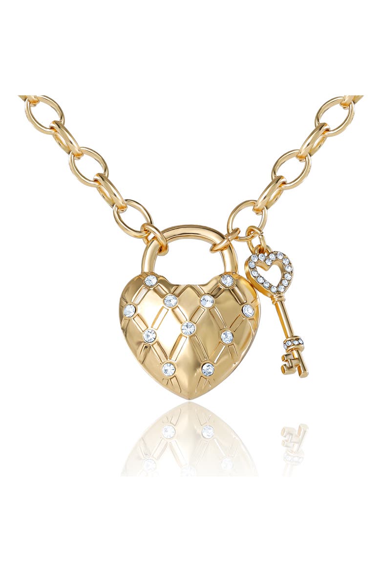 Heart Locket with Key Pendant Necklace, Gold-Tone, Main, color, Gold Tone