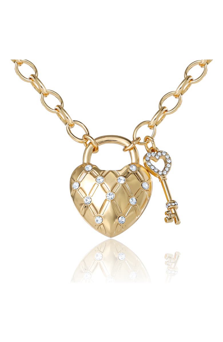Juicy Couture Heart Locket with Key Pendant Necklace, Gold-Tone, Main, color, Gold Tone
