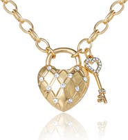 Juicy Couture Heart Locket with Key Pendant Necklace, Gold-Tone