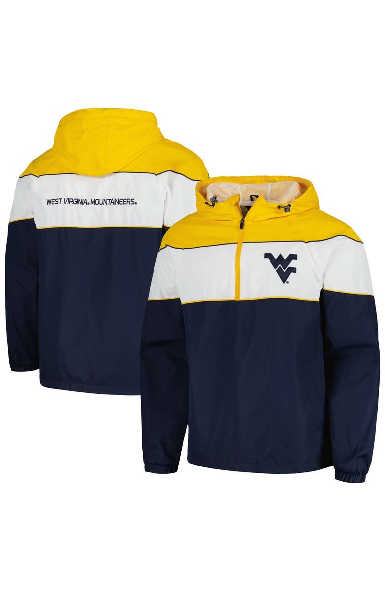 G-III SPORTS BY CARL BANKS Men's G-III Sports by Carl Banks Navy West Virginia Mountaineers Center Line Half-Zip Raglan Hoodie Jacket, Main, color, Navy