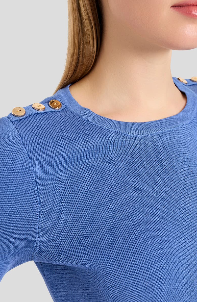 Tahari ASL Button Shoulder Sweater, Alternate, color, Deep Peri