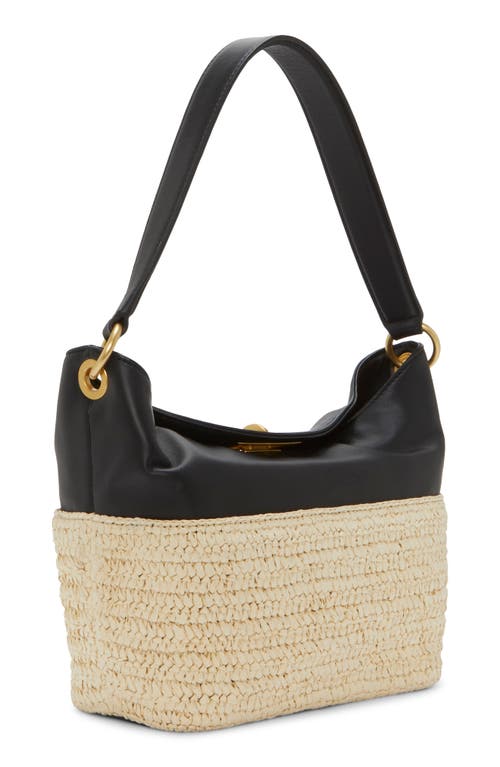 Vince Camuto Liann Woven Straw & Leather Shoulder Bag In Oxford 01