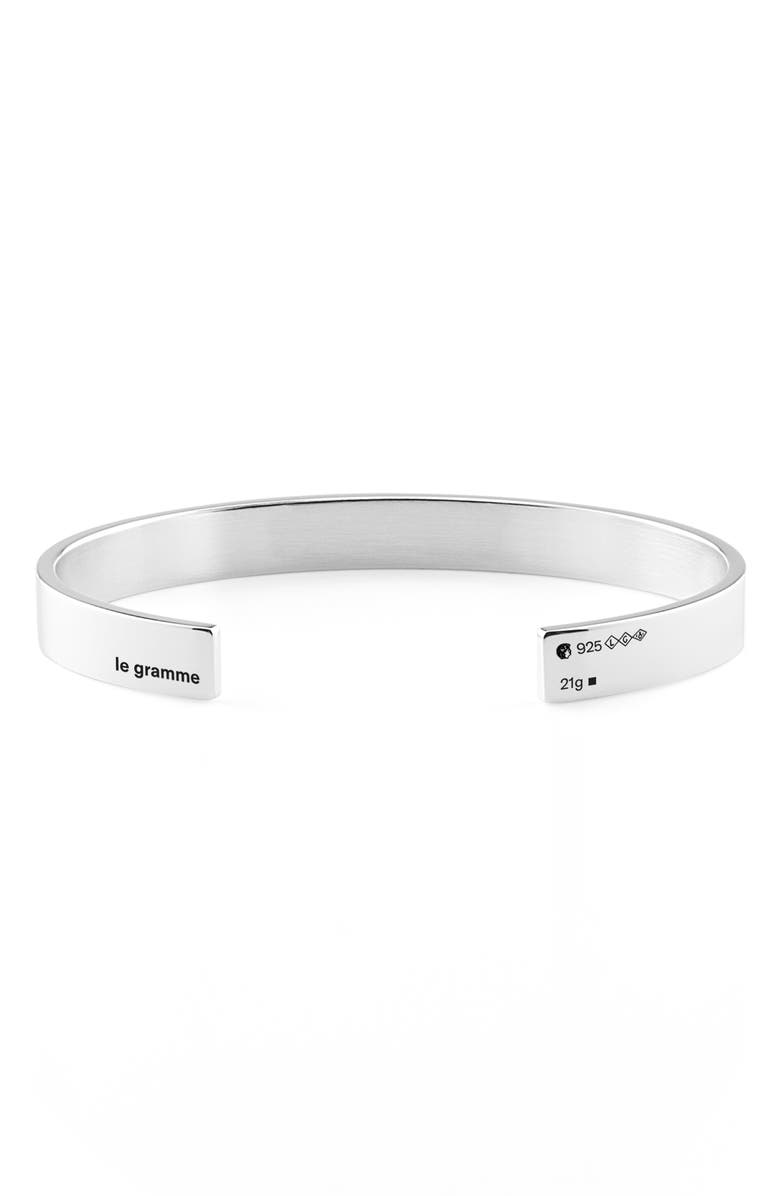 le gramme Men's 21G Polished Sterling Silver Ribbon Cuff Bracelet, Main, color, 