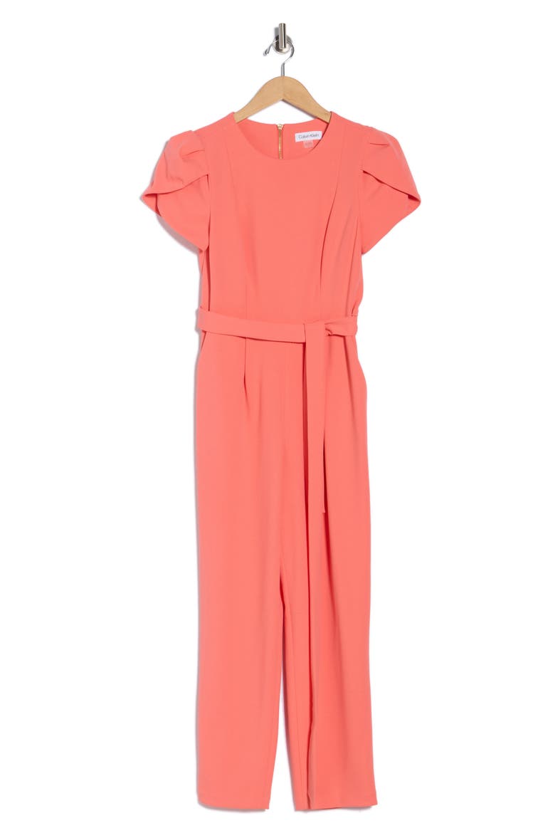 Tulip Sleeve Belted Jumpsuit, Alternate, color, ROSE