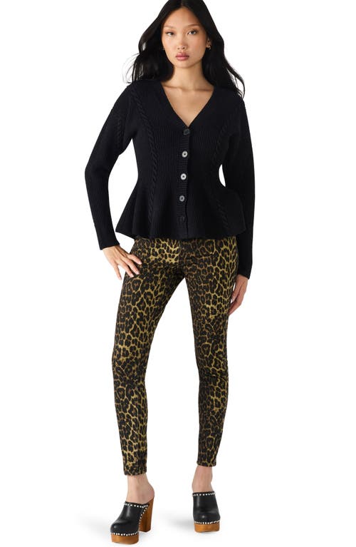 Steve Madden Courtney Rib Peplum Cardigan In Black