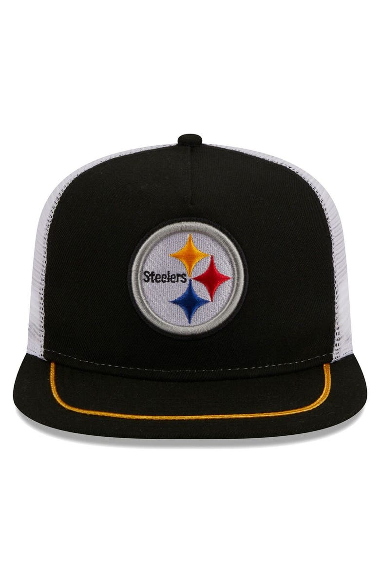New Era Men's New Era Black/White Pittsburgh Steelers Original Classic Golfer Adjustable Hat, Alternate, color,