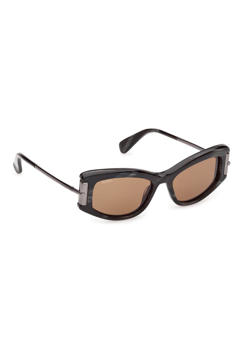 52mm Cat Eye Sunglasses, Alternate, color, BLACK HORN / GUNMETAL / BROWN