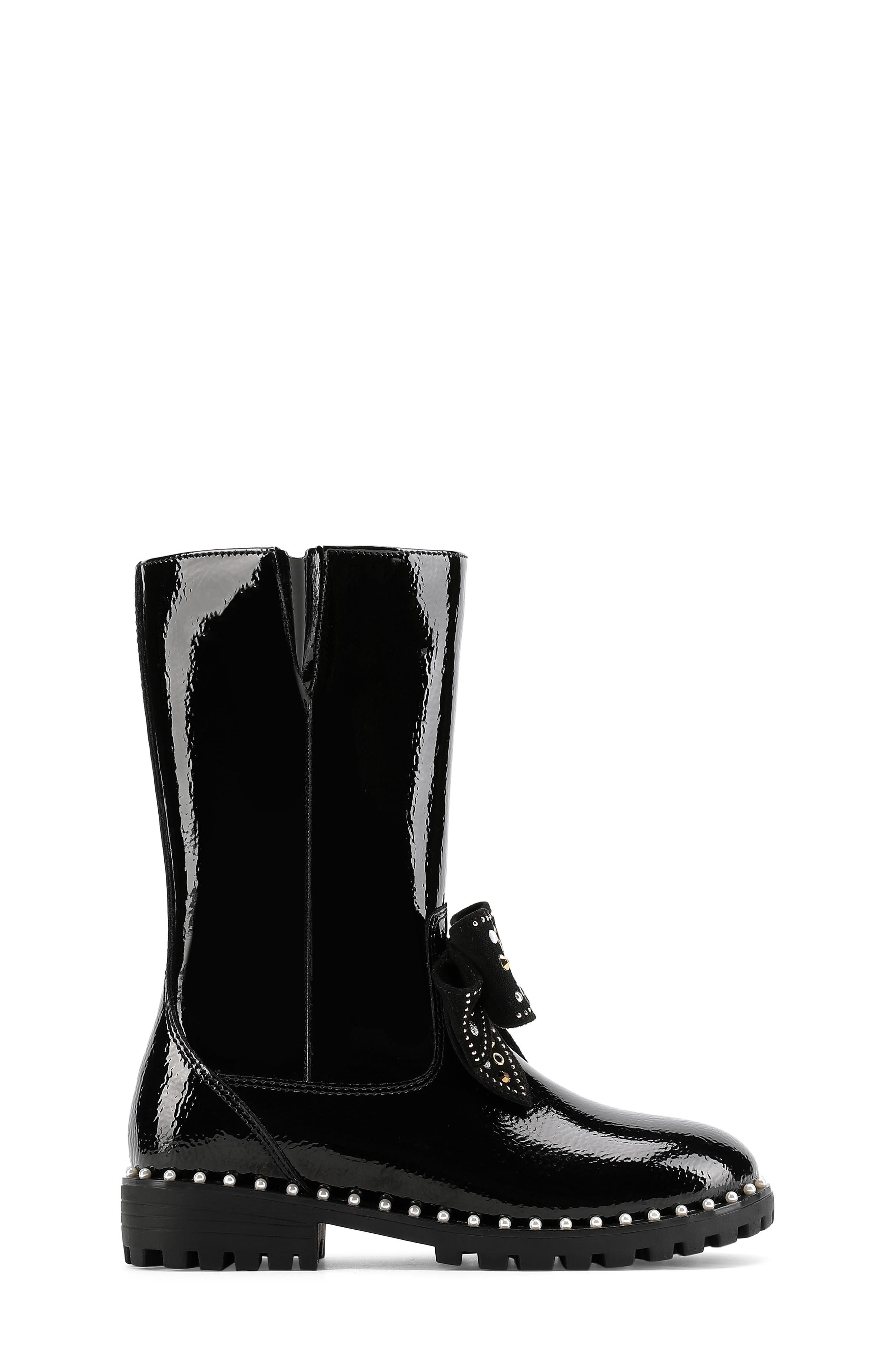 Kurt Geiger London Kids' Kensington Bow Boot, Alternate, color, Black Patent