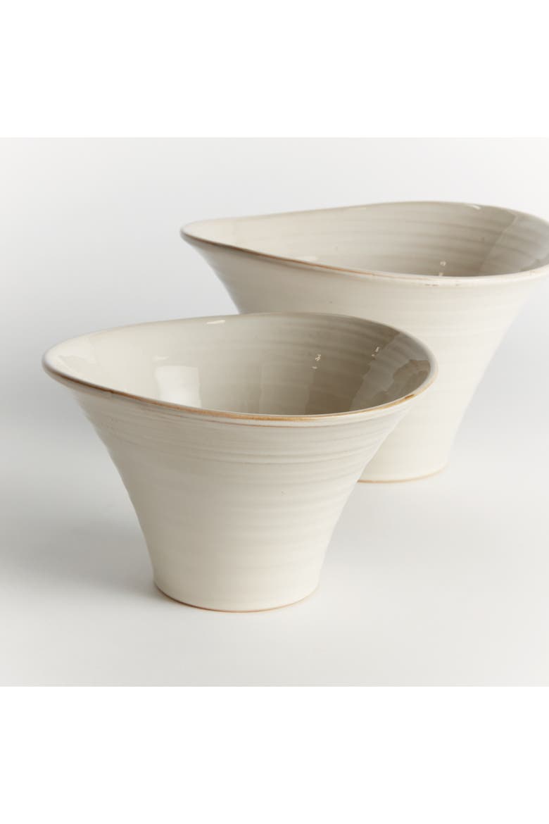 Cotes Pots - 2pc - White Stoneware Planters w/ Drain Hole, Alternate, color, White