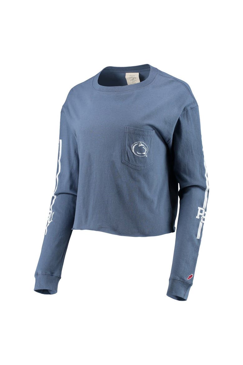 Women's League Collegiate Wear Navy Penn State Nittany Lions Clothesline Cotton Midi Crop Long Sleeve T-Shirt, Alternate, color, Navy