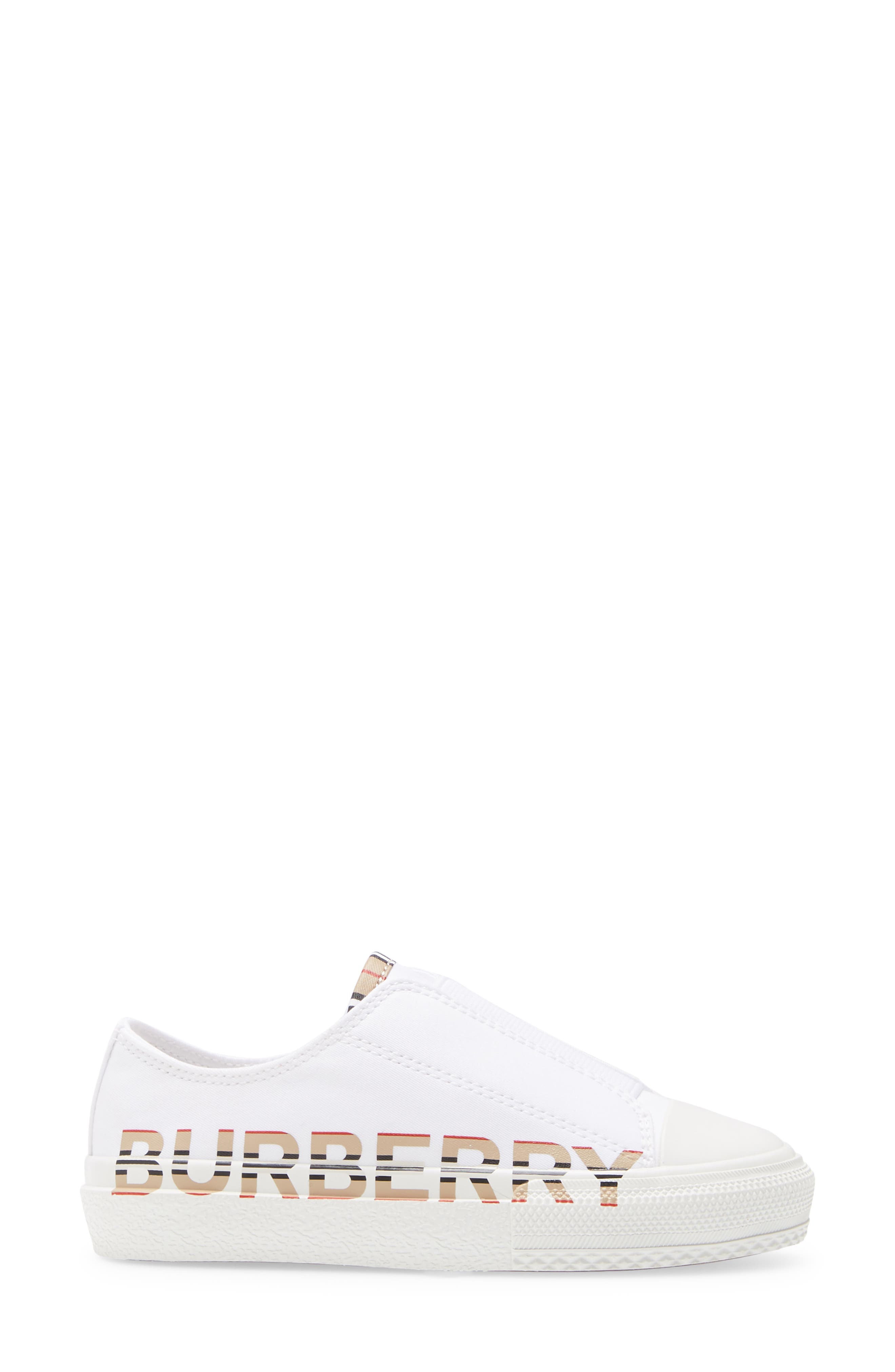 Burberry Mini Larkhall Slip-On Sneaker, Alternate, color, White