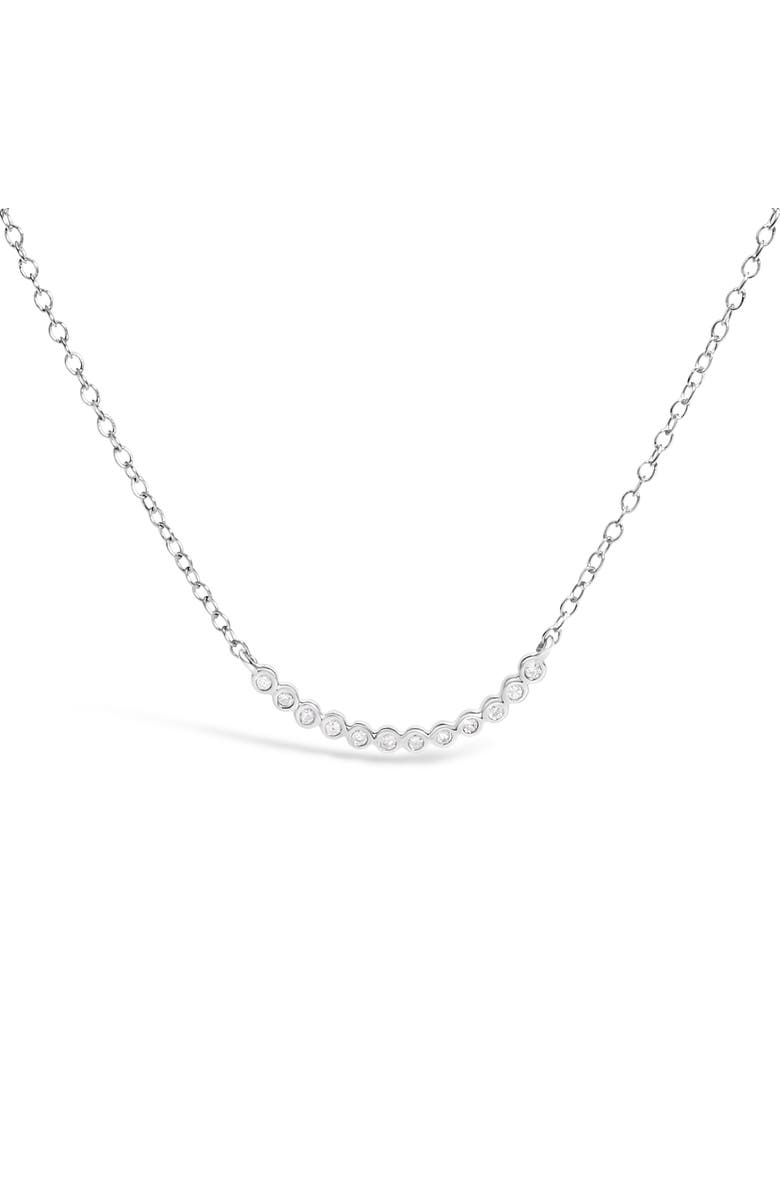 Haus of Brilliance Silver Diamond Accent Curved Bar Necklace, Main, color, White