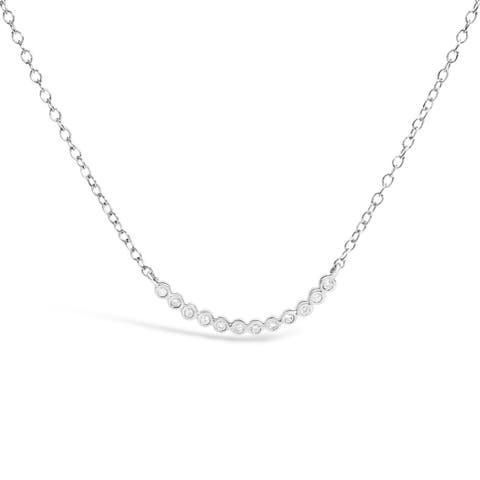 Silver Diamond Accent Curved Bar Necklace