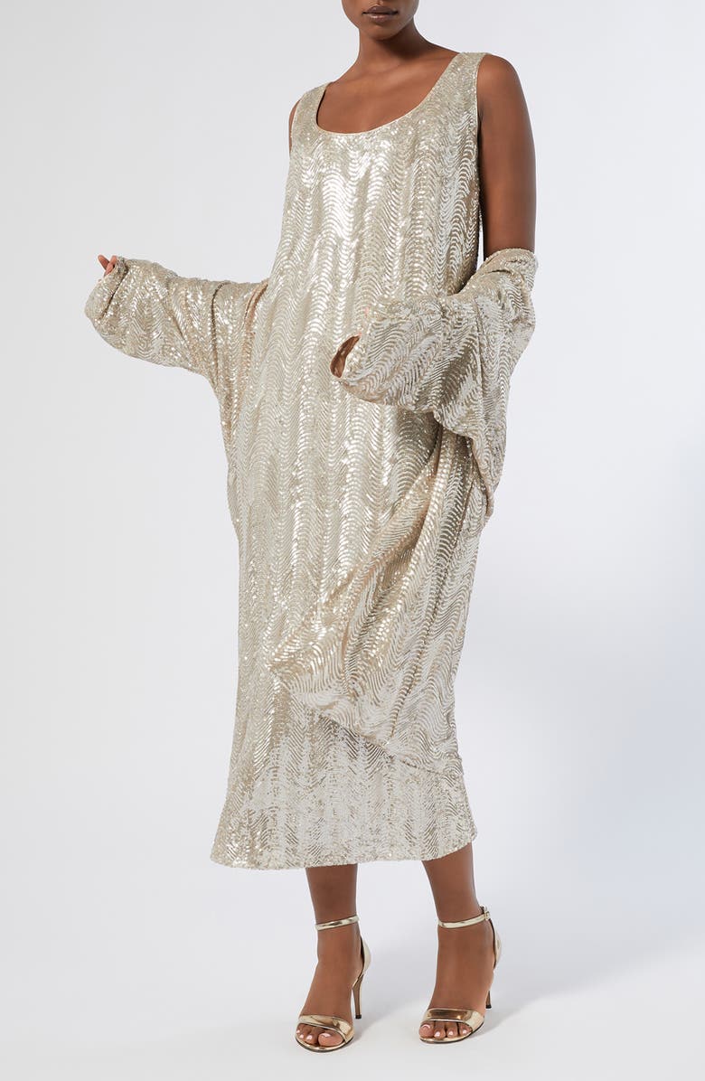 Marina Rinaldi Vetta Sequin Jacket, Alternate, color, Beige