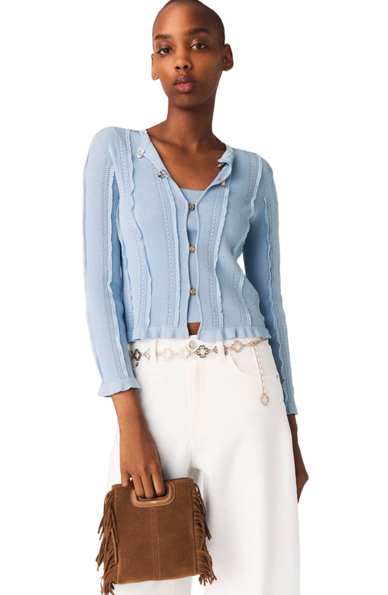 maje 2-in-1 cardigan, Alternate, color, Blue Sky