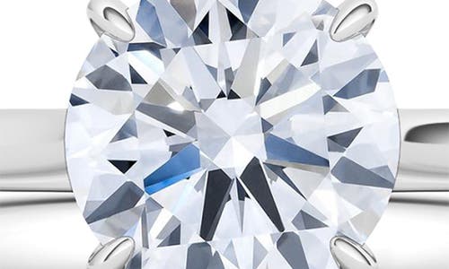Hautecarat 18k White Gold Round Cut Lab Created Diamond Engagement Ring In 18k White Gold