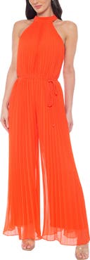 Marina Halter Neck Pleated Chiffon Jumpsuit