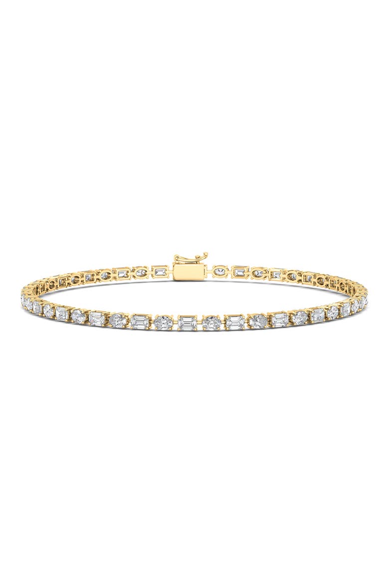 Oval & Emerald Cut Lab Created Diamond Tennis Bracelet, Main, color, 5.80 CTW YELLOW GOLD